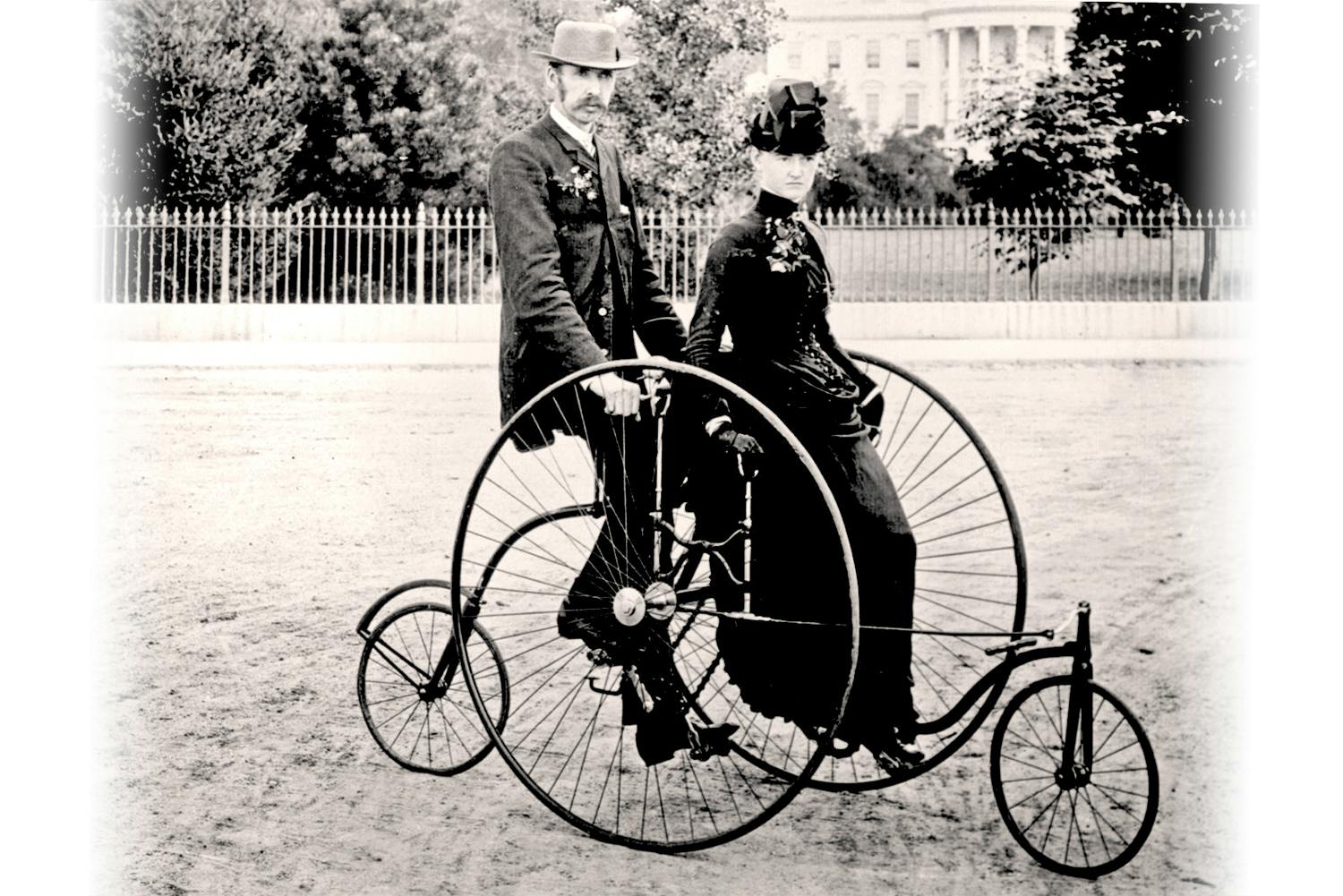 fyrhjuling tandemcykel vita huset washington 1886